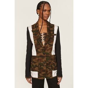 MONSE Multicolor Camouflage Front Button Collared Inside Out Blazer Jacket 8